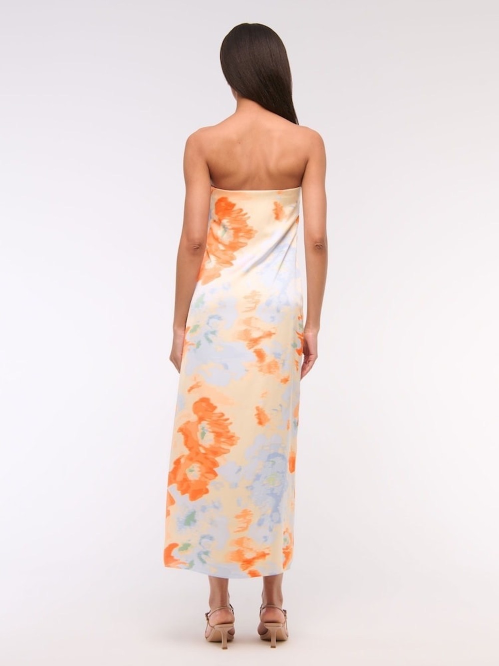 Abercrombie & Fitch Blue Strapless Floral Maxi Dress Large Petite - Picture 2 of 9